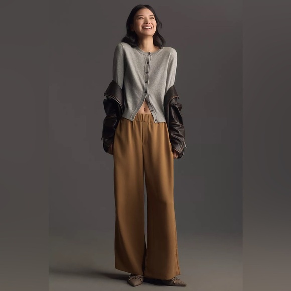 NWT Anthropologie Soft Pull-On Pants Khaki Tan Wide Leg‎ XXS - Picture 2 of 10